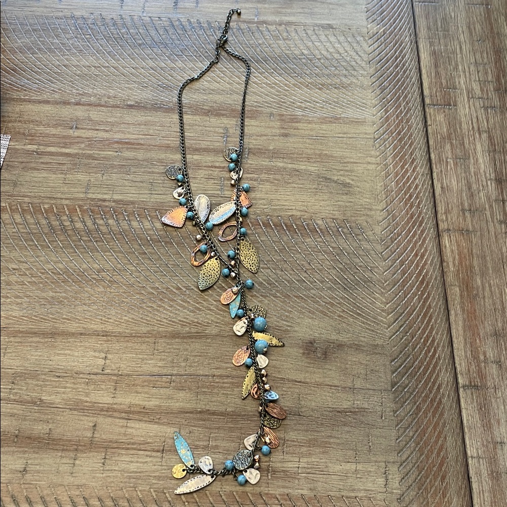 Colorful Leaf and Bead Necklace
